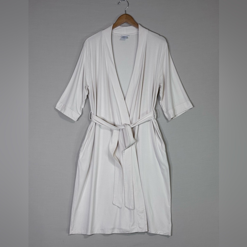 Quince Cream Wrap Robe with Tie Belt - Picture 4 of 7